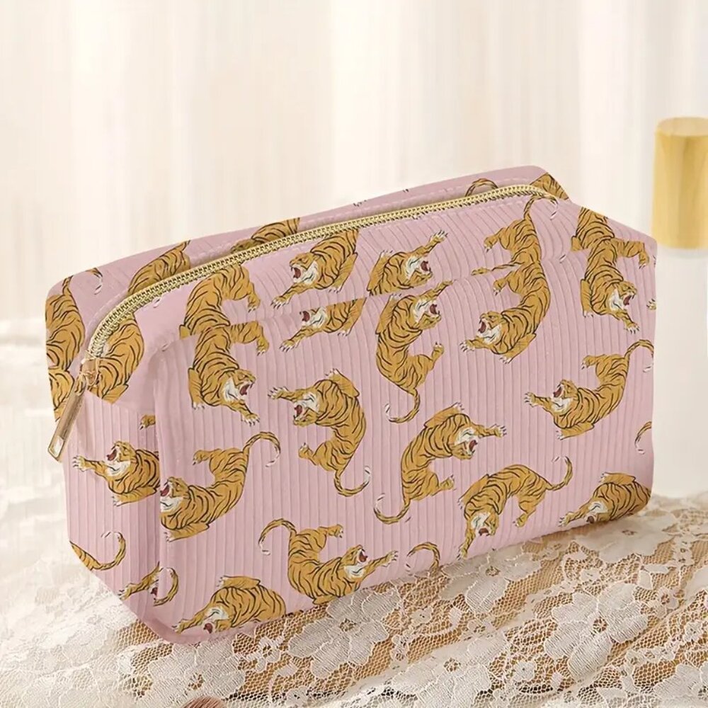 NEW Tiger Pattern Polyester Cosmetic Bag - Picture 7 of 8